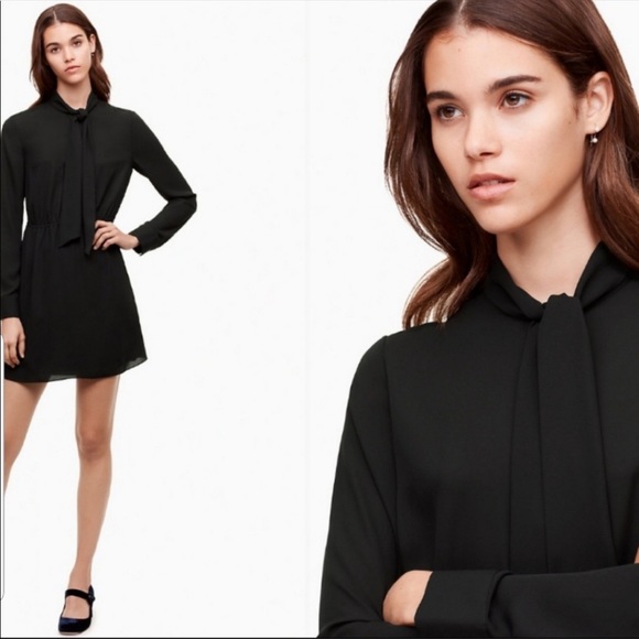 Aritzia Dresses & Skirts - Sunday Best Black Tie Neck Veronica Dress